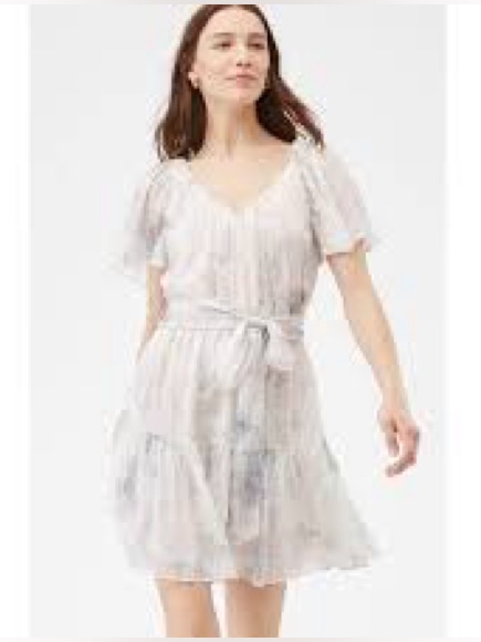 Rebecca Taylor Shadow Lily V Neck Silk Blend Dress Size Small
